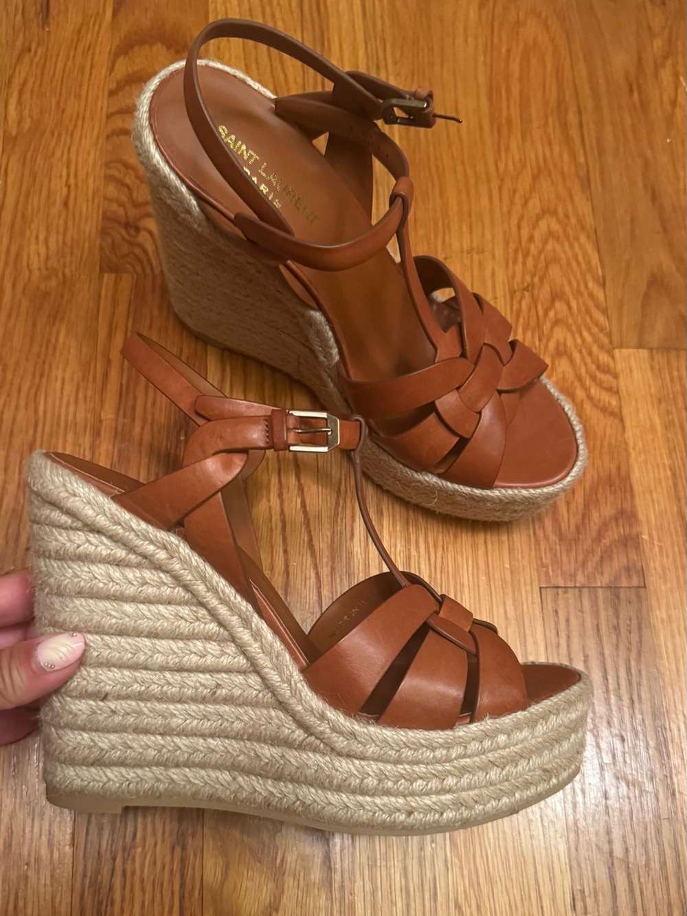 SAINT LAURENT Tribute 130 leather espadrilles